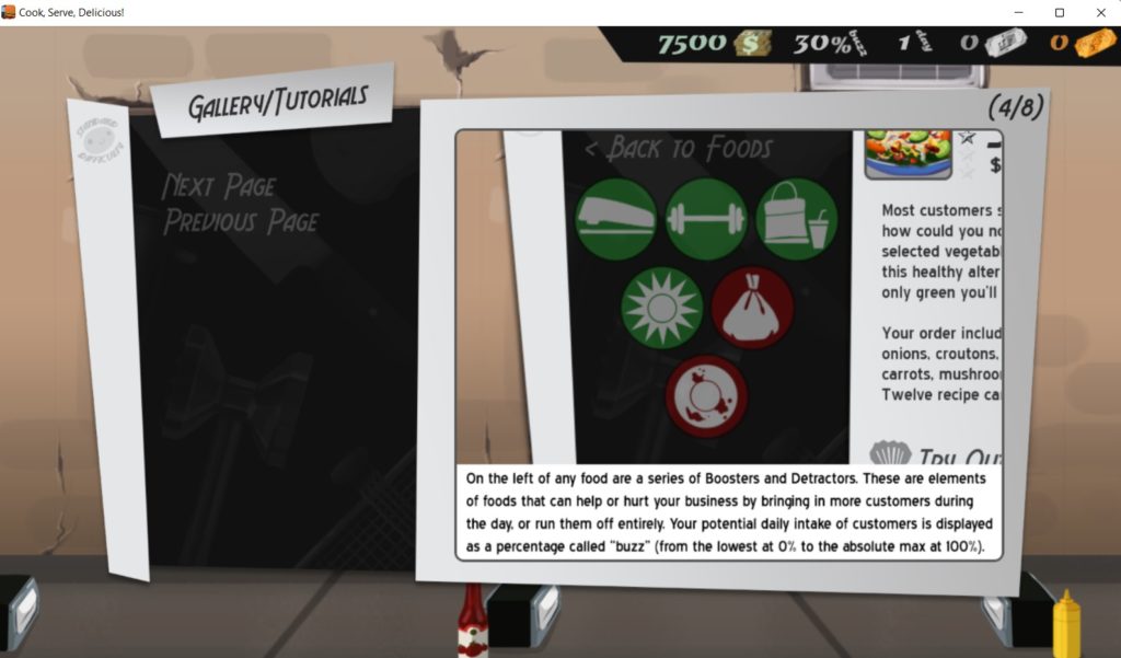 Boosters and Detractors for Food Game tutorial - Cook, Serve, Delicious! Review - The Gamerian blog