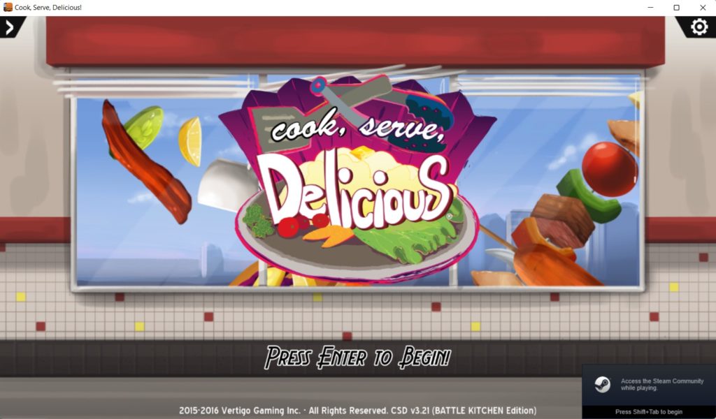 Cook, Serve. Delicious main menu - Cook, Serve, Delicious! Review - The Gamerian blog