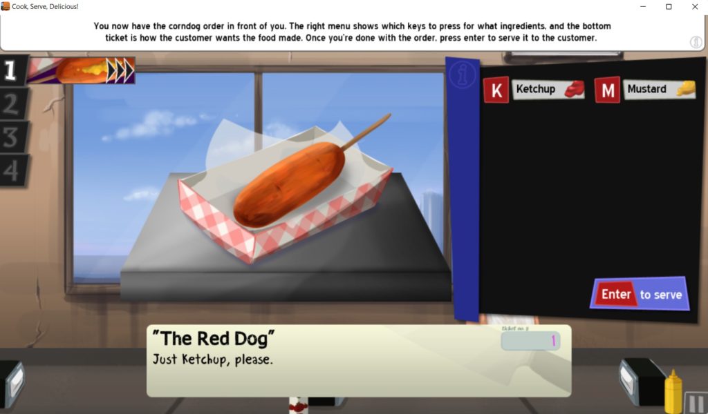 Corndog Game tutorial - Cook, Serve, Delicious! Review - The Gamerian blog