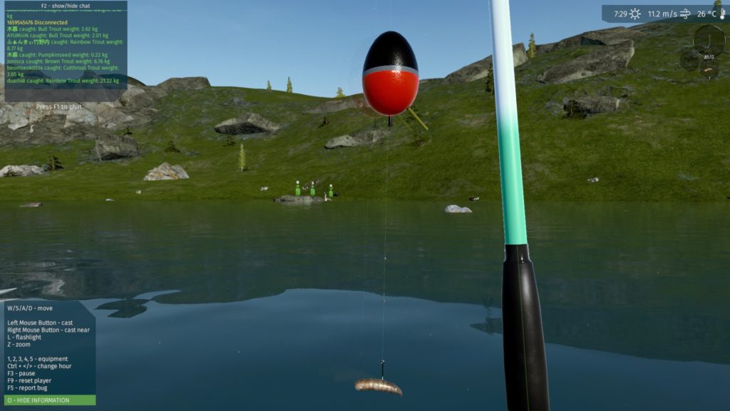 Fishing line and bait at Betty Lake - Ultimate Fishing Simulator Review - The Gamerian Blog