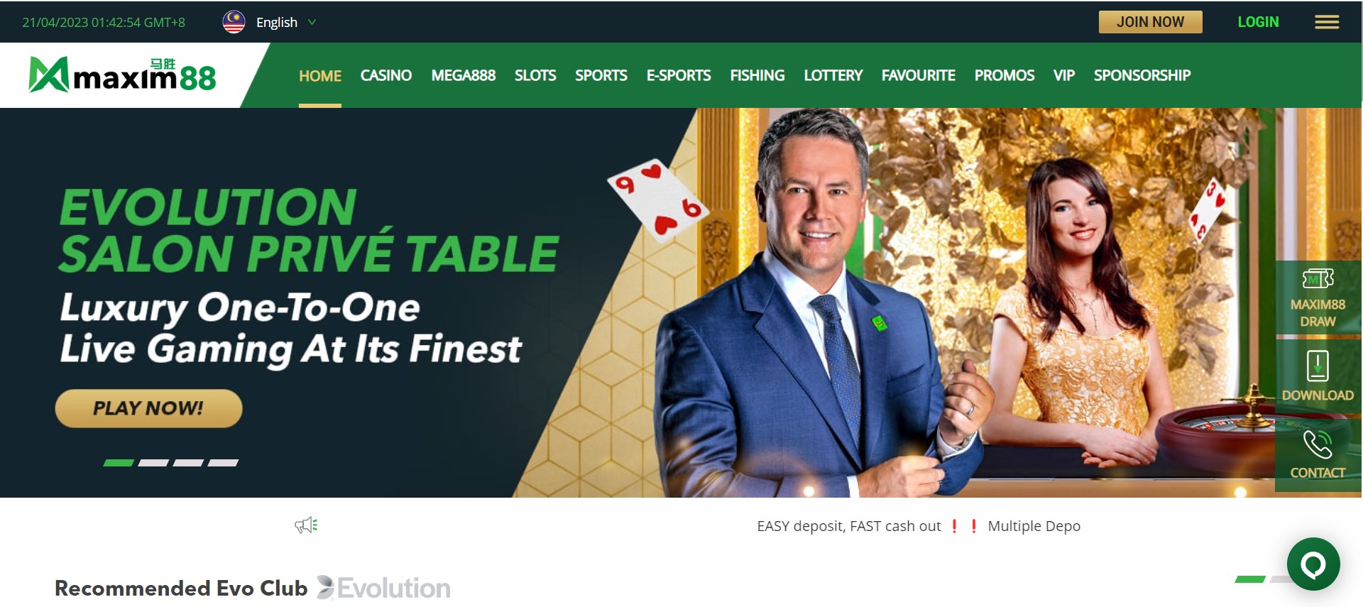 Maxim88 Web Casino Malaysia homepage - Maxim88 Casino Review - The Gamerian