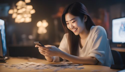 A lady smiling while playing real money games on mobile - 23 Best Websites You Can Play Games for Real Money - The Gamerian Gaming Blogger